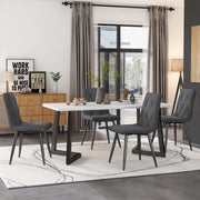 Set tavolo da pranzo 117x68 cm con 4 sedie in tessuto grigio scuro e gambe nere