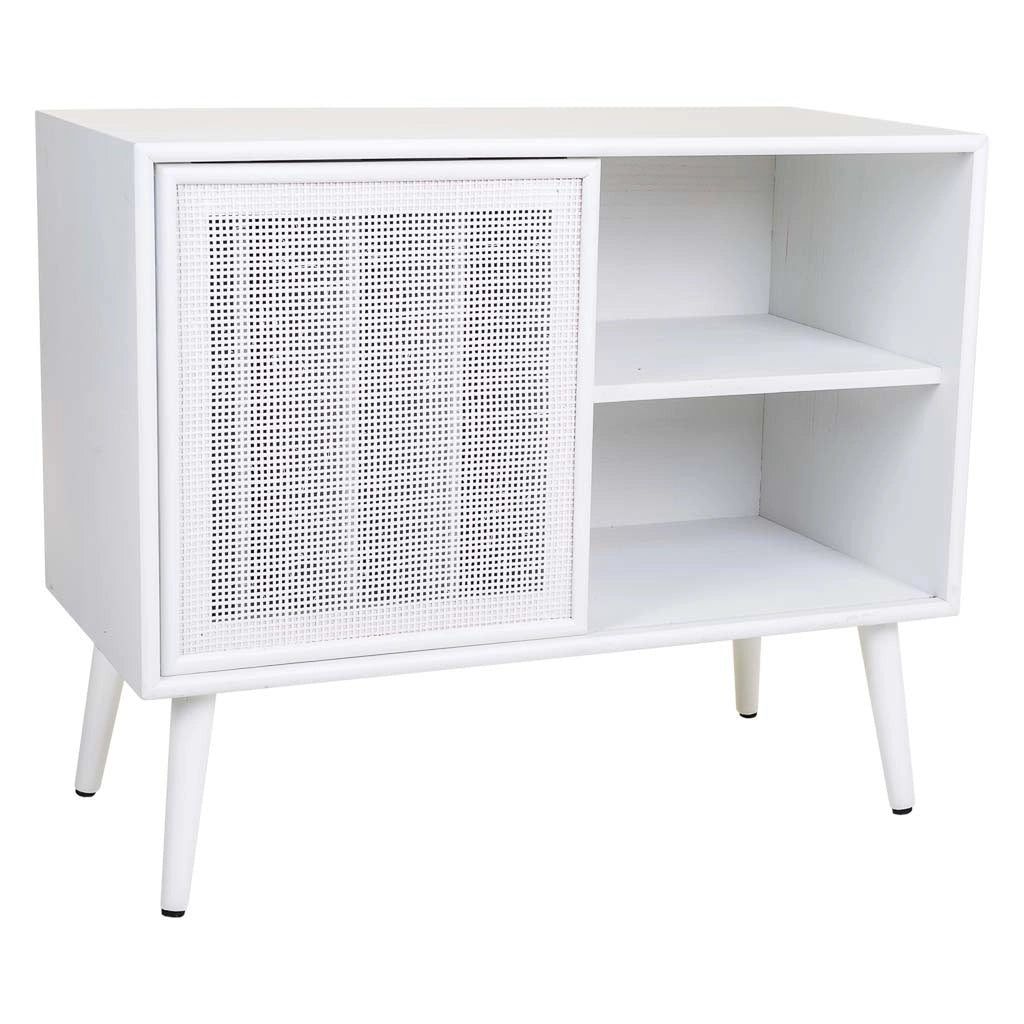 Mobile base in legno bianco e rete 80x38x67h