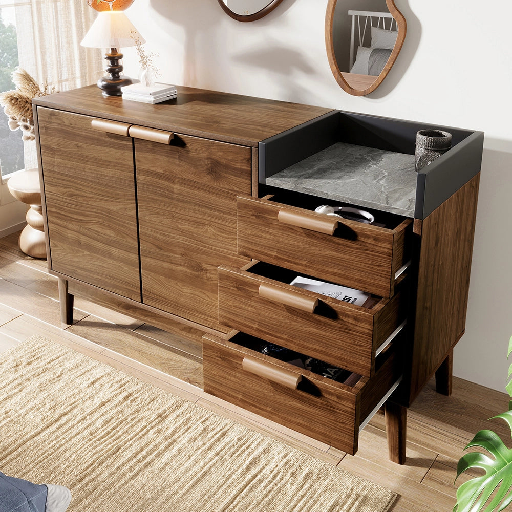 Com?? - Xylo - quercia/marmo 3cass+2porte H77cm