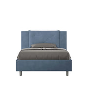 BS COM Letto singolo con rete imbottito 100x210 microfibra blu