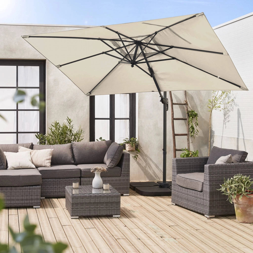 Ombrellone rettangolare eccentrico, 3x2m, beige