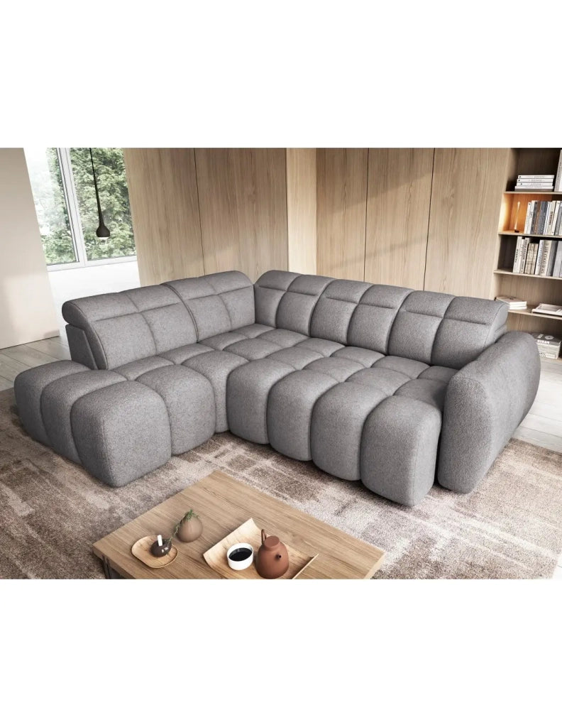 Divano ad angolo elettrico RONDA 4 posti grigio – angolo sinistro