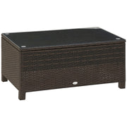 Tavolino da esterno ¨C zephmum ¨C legno di rattan, piano in vetro temperato, marrone, 85x50x39 cm