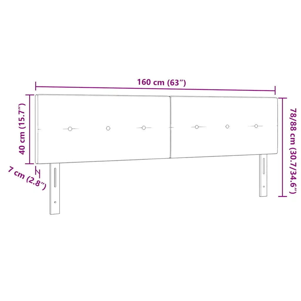 Testiera | Testata LED con strisce LED Nero 160 cm Velluto