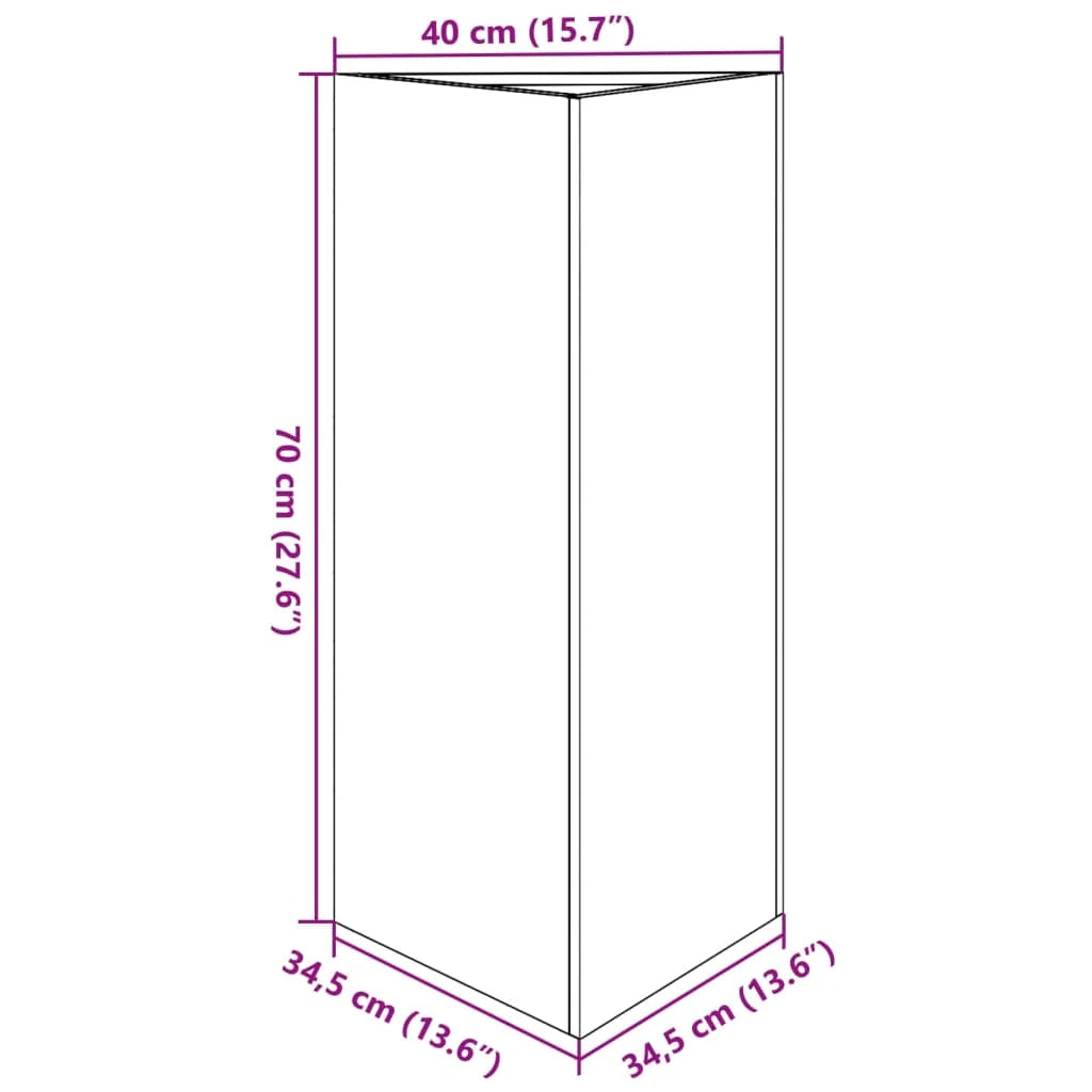 Fioriera rialzata triangolare per piante fiori e patio/giardino 40 x 34,5 x 70 cm acciaio inox argento 02_0038813