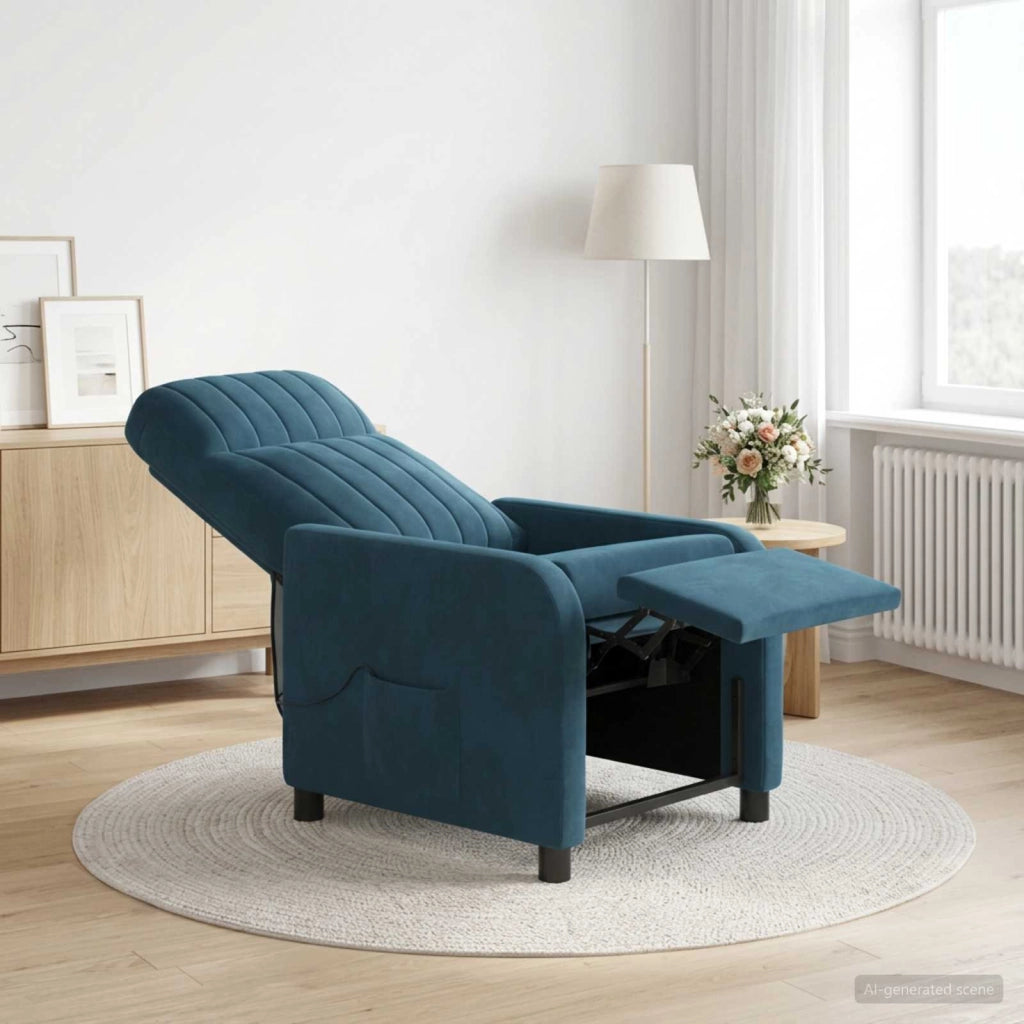 Poltrona Massaggiante Blu Velluto (V) 42035128