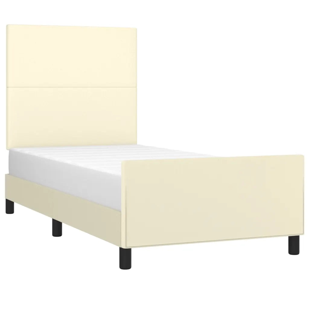 Giroletto con Testiera Crema 100x200 cm in Similpelle