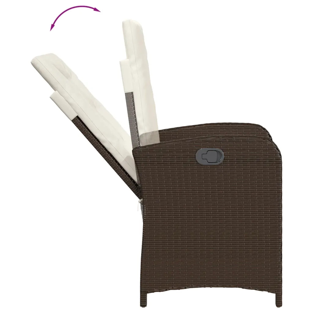 Set da Pranzo da Giardino 7pz con Cuscini in Polyrattan Marrone