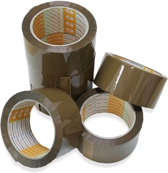 Tape da pacchetto 66 m x 50 mm, colore marrone, resistente, silenzioso, con 6 rotoli, con aderenza extra, impermeabile e resistente alle scosse.