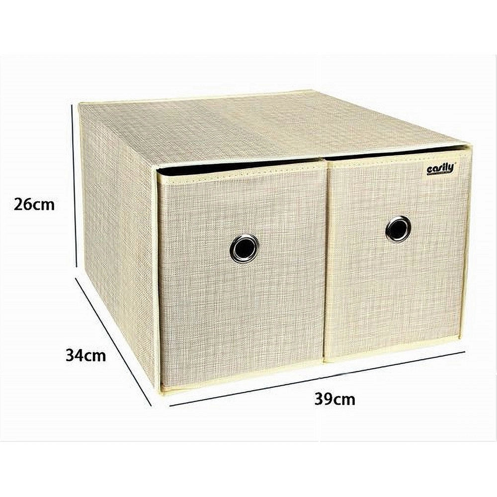 Trade Shop - Box Scatola Salvaspazio Contenitore 2 Cassetti Organizer 39 X 34 X 26 Cm 69727 -