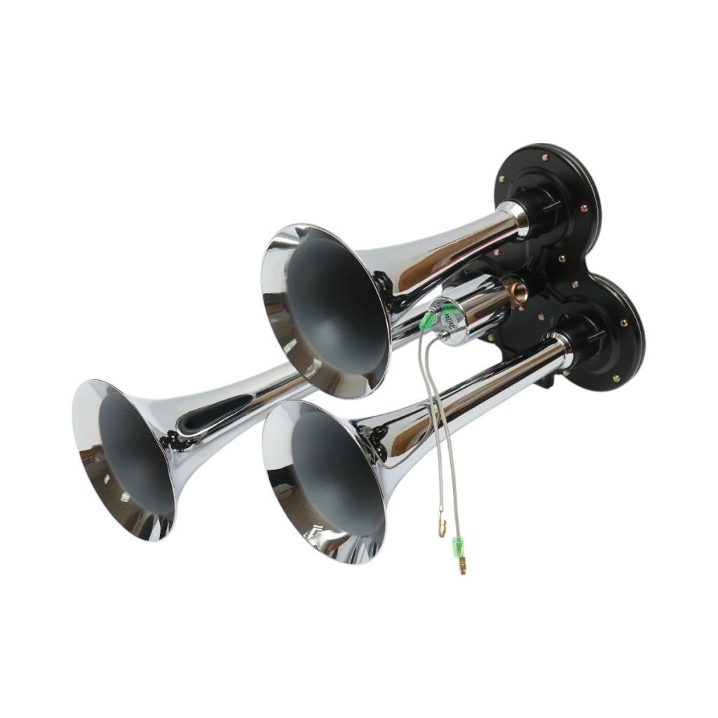 Clacson a 3 trombe per compressore d’aria 12/24V.