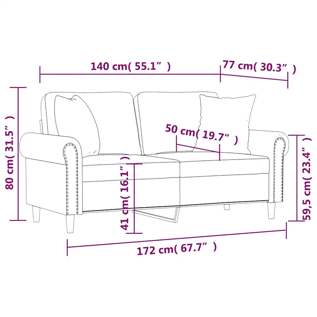 Divano | Divano da soggiorno | Sofa a 2 Posti con Cuscini Verde Scuro 140 cm in Velluto