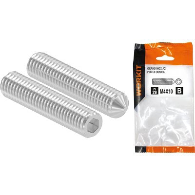 GRANO PUNTA CONICA INOX A2 SELF WORKIT - M 4X10 CF=PZ 29- 5 confezioni