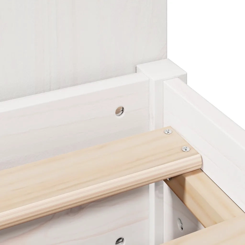 Letto Libreria senza Materasso-Struttura Letto con contenitore Bianco 160x200 cm Legno di Pino 114092