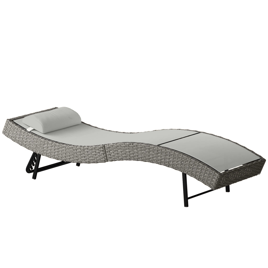Chaise Longue da Esterno con Cuscino ¨C Zephmum ¨C Grigio, Polipropilene, 198x61x44 cm