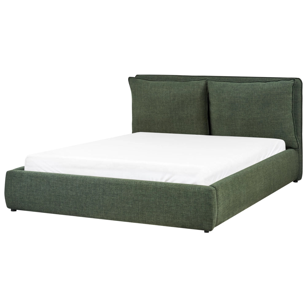 Letto matrimoniale in tessuto verde scuro con contenitore 160 x 200 cm camera da letto moderna