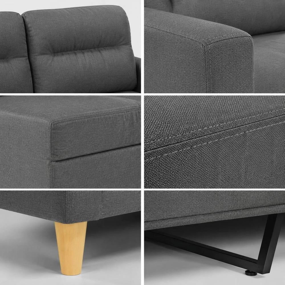 3-seater Sofa Dark Grey 180 Cm Fabric