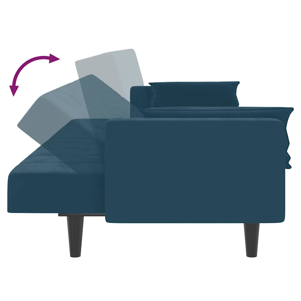 Divano letto | Sof¨¤ letto | Letto singolo a 2 Posti con 2 Cuscini Blu in Velluto
