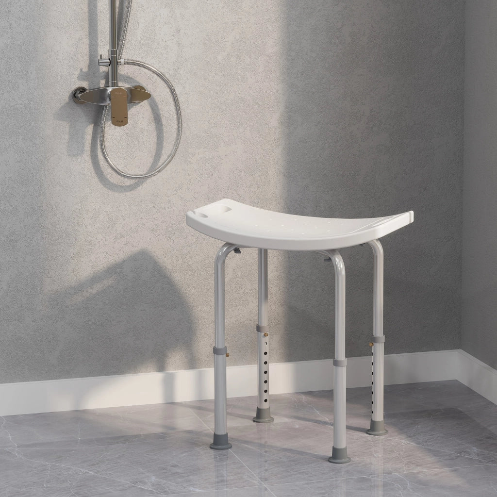 Sgabello Doccia Regolabile ¨C Xylo ¨C Alluminio HDPE Bianco Carico 136kg
