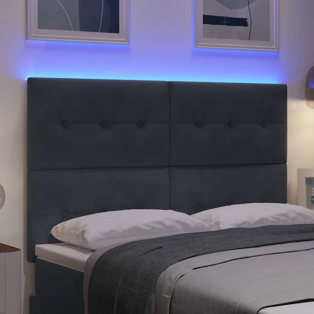 Testiera | Testata LED con strisce LED Grigio 160 cm Velluto