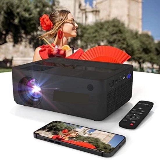 Proiettore mini - Proiettore portatile - Proiettore mini per smartphone - Proiettore mini con wifi e bluetooth - Nero