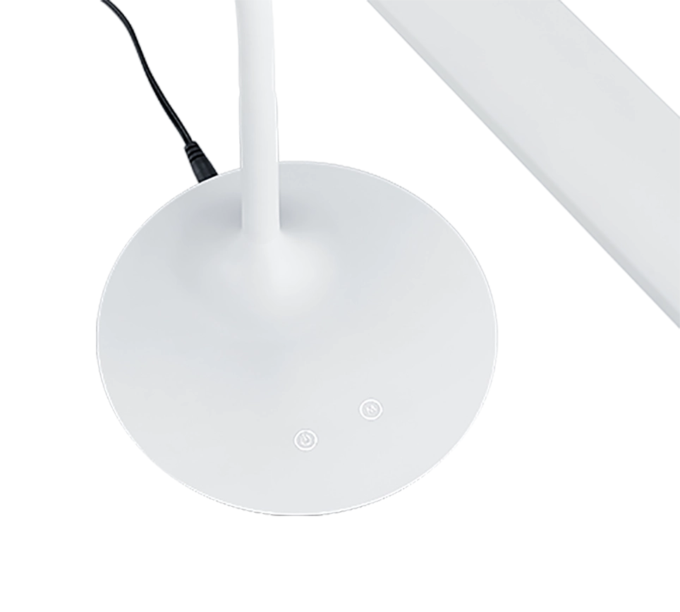 Lampada da tavolo LED, plastica, bianco opaco, 16,4x41x40 cm, Polo