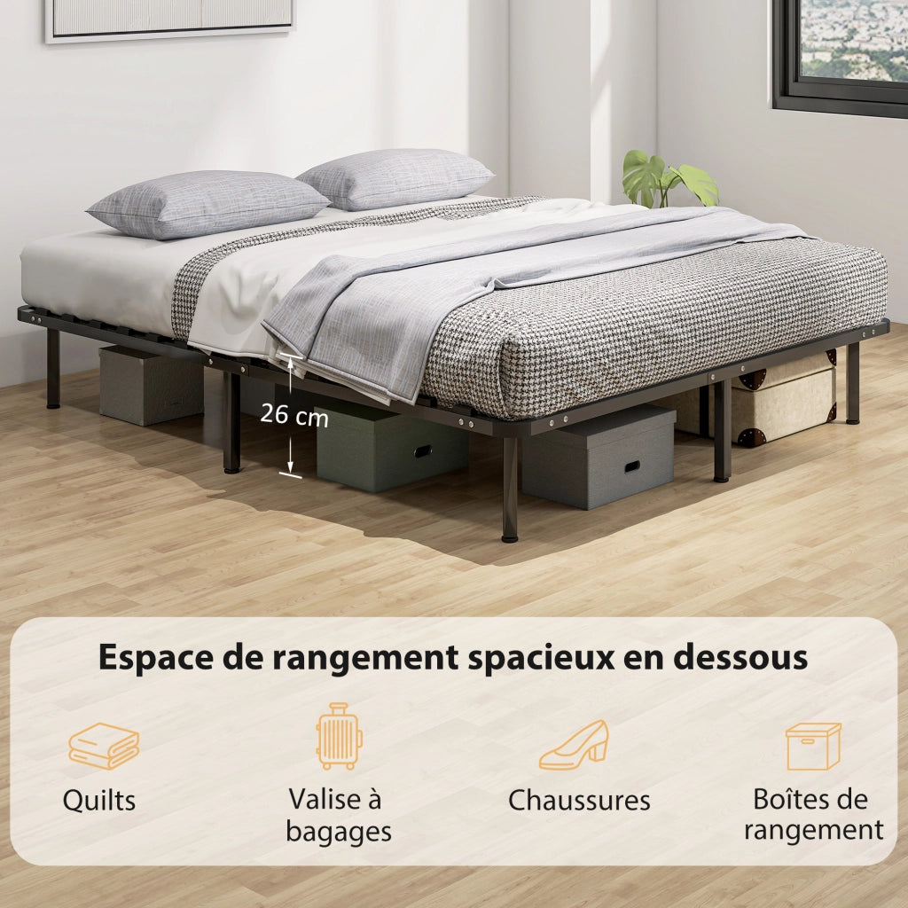 Letto matrimoniale contenitore ¨C Xylo ¨C legno massello nero con rete a doghe 160x190 cm