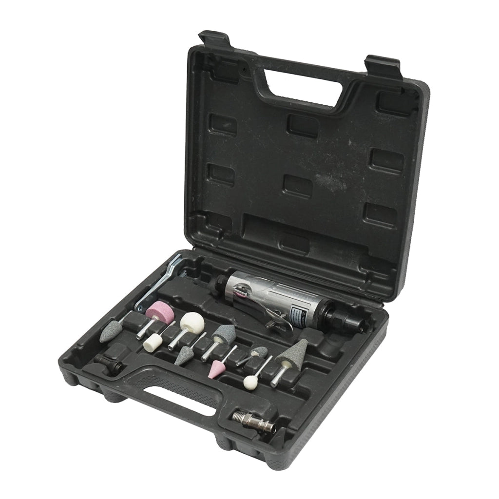 Kit smerigliatrice pneumatica diritta, 25000 giri/min, pressione 6,3 bar, 16 pezzi Breckner Germany