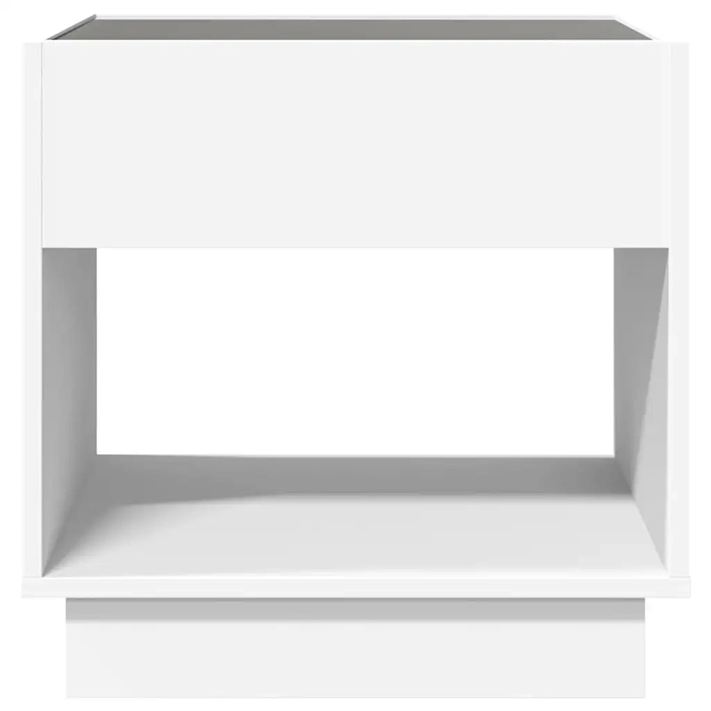 Comodino con LED Infinity-Tavolino da notte Bianco 50x50x50 cm