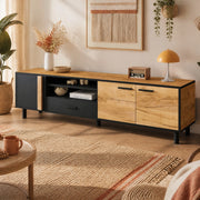 Mobile TV 180x32;5x50 cm con 3 ante e cassetto nero effetto legno HOMVRA