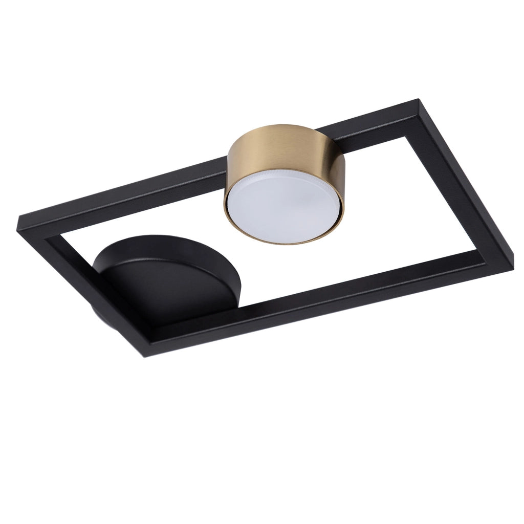 Plafoniera moderna nera rettangolare spot oro Frame Sigma