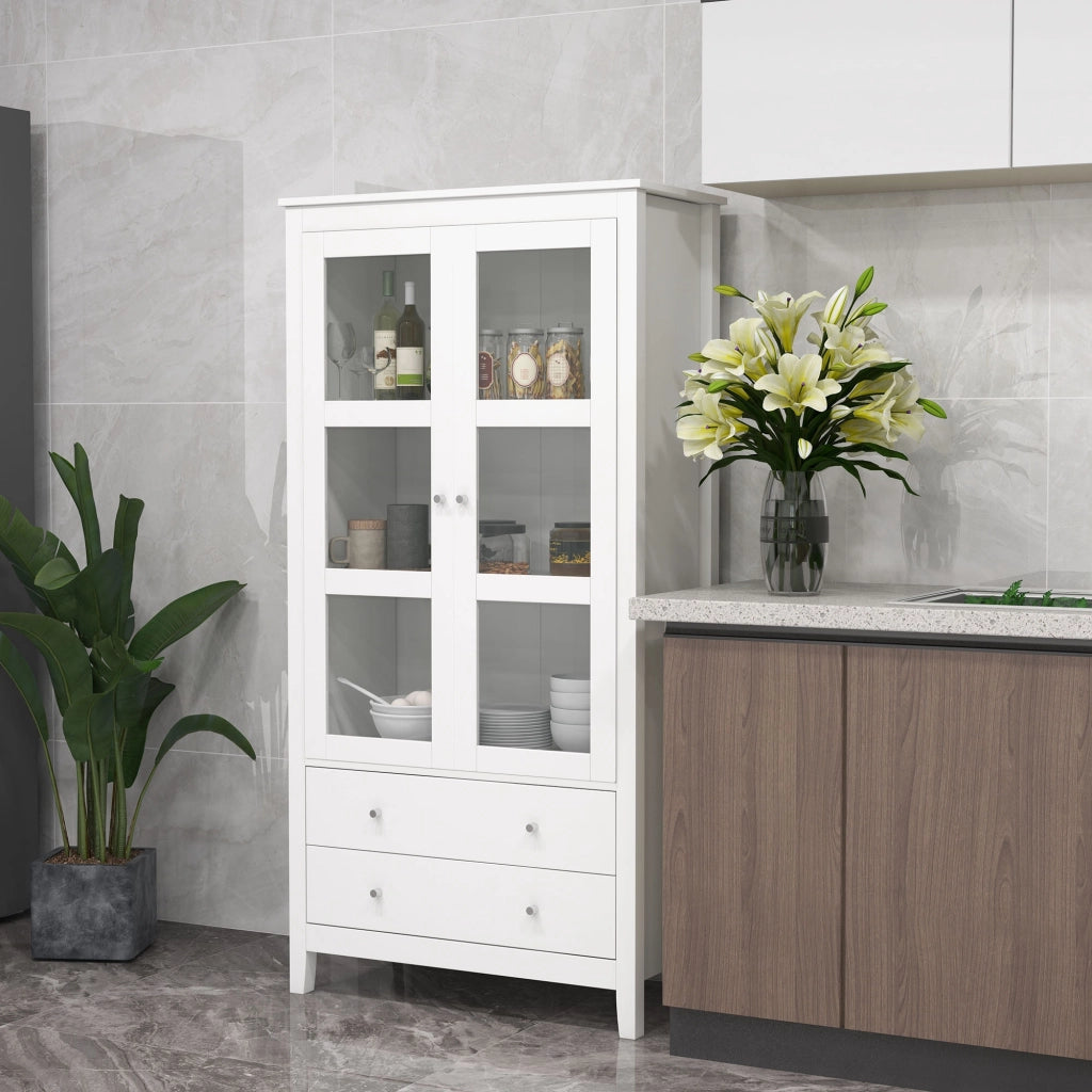Credenza con vetro ¨C Minimal ¨C 80x40x160 bianco