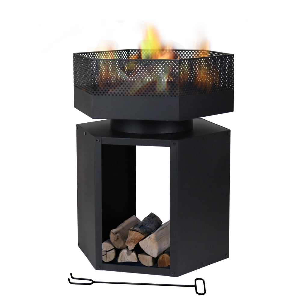 Braciere BBQ 2 in 1 da Esterno – Scalda e Cucina in Giardino con Griglia Inclusa in Acciaio e Pietra