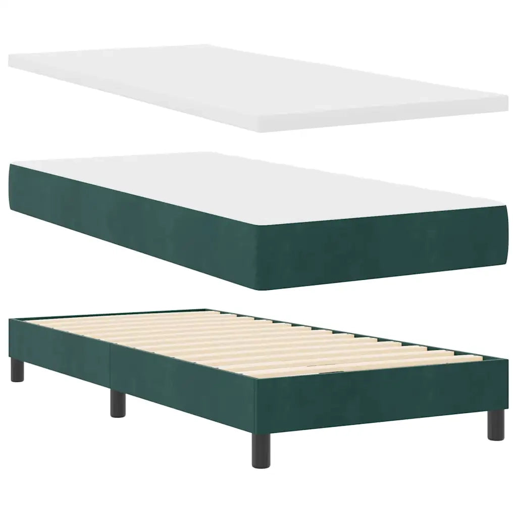 Letto a Sorgente LED con led Verde Scuro 90 x 190 cm Velluto