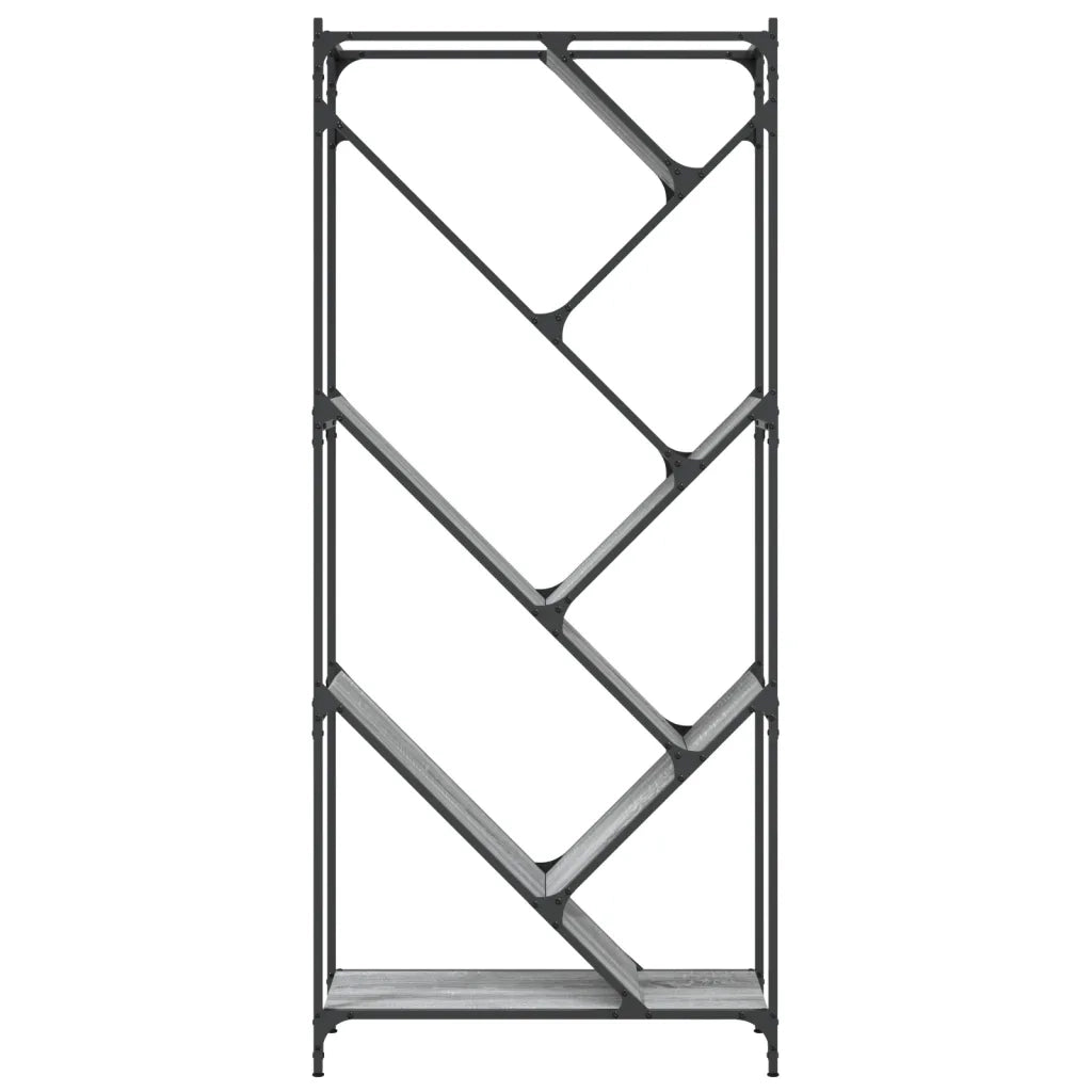Libreria-Scaffale per Libri-Mobile di Stoccaggio Grigio Sonoma 79x30x180cm Legno Multistrato e Metallo