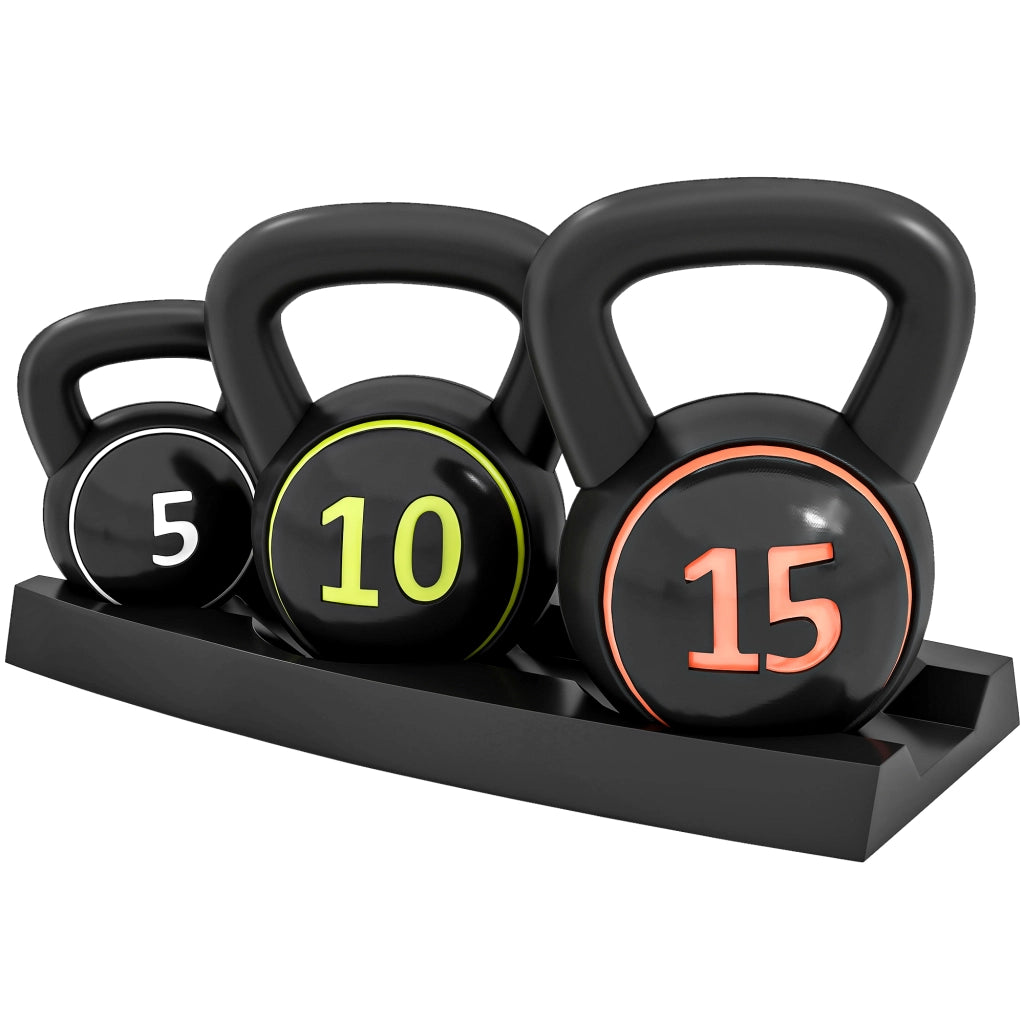 Set 3 Kettlebell con Base ¨C zephmum ¨C 2.2 kg, 4.5 kg e 6.8 kg Nero