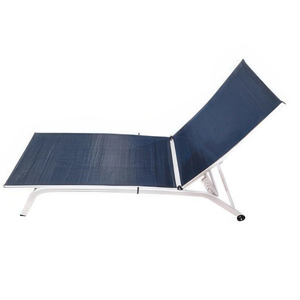 Lettino Prendisole Blu Royal 195 x 63 x h 34 cm in Textilene con Schienale Reclinabile