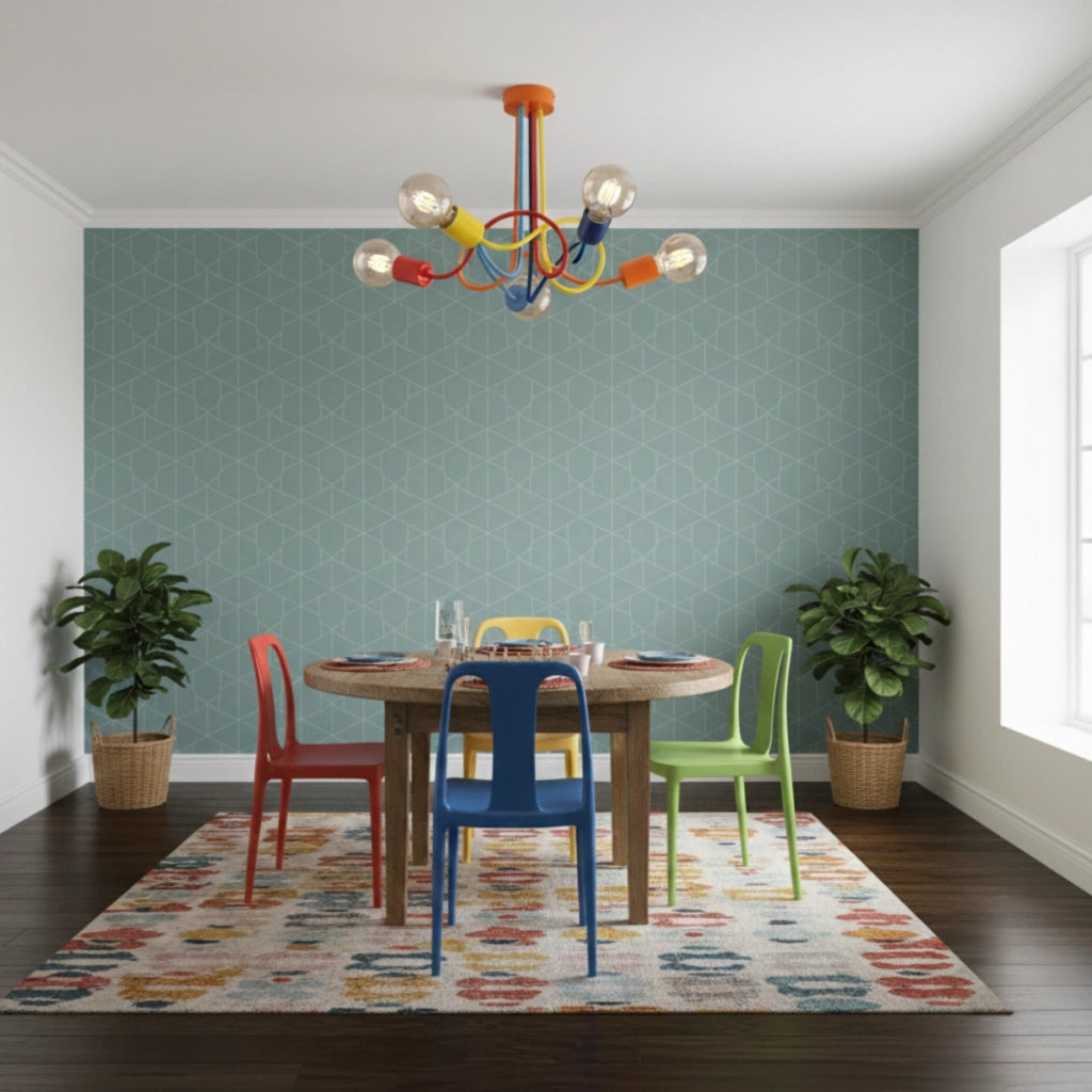 Plafoniera loft multicolor in metallo 5xE27 15W Wingo Alfa