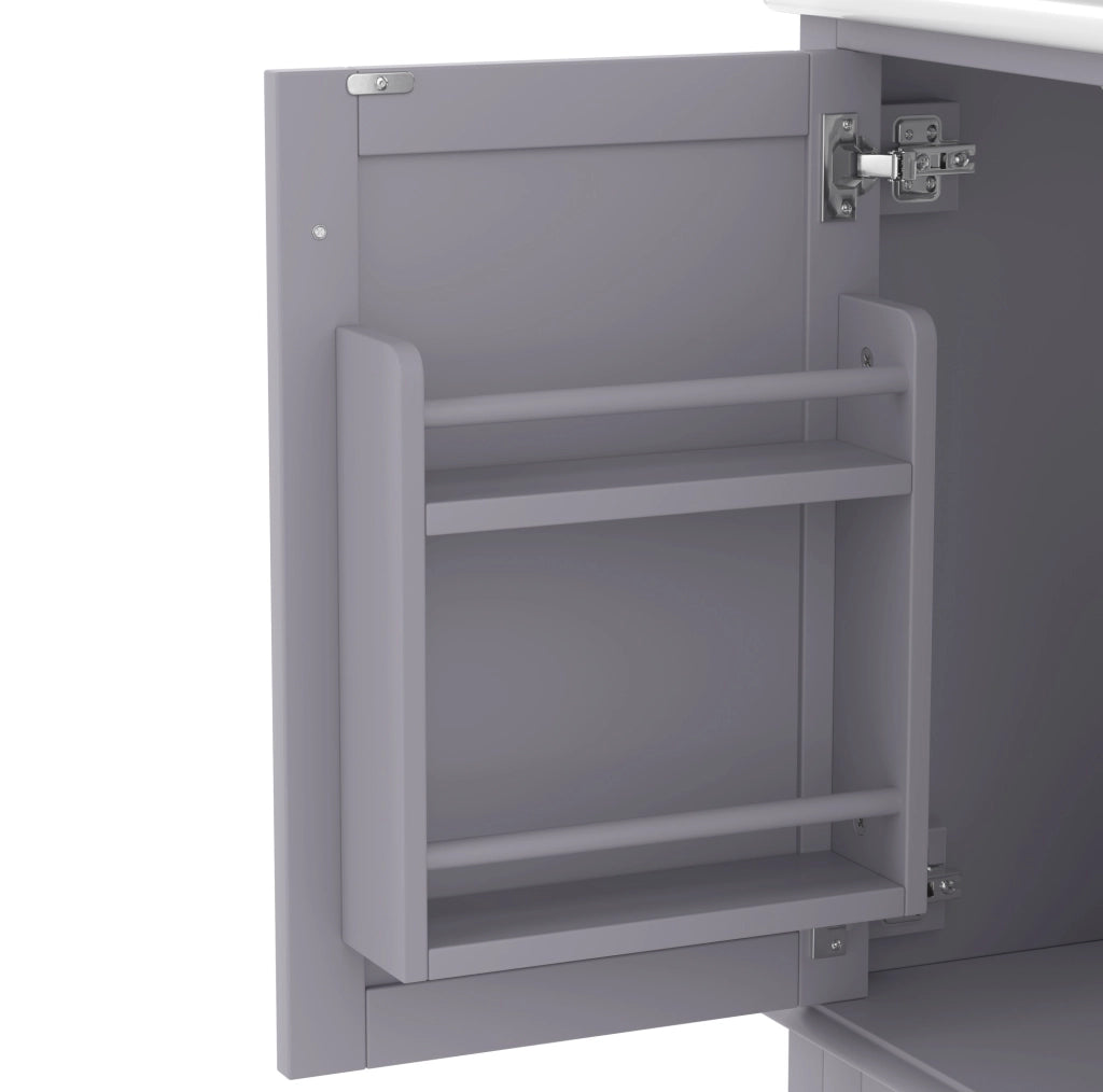 Mobile bagno freestanding ULEVR 76x46x83,5 cm con lavabo in ceramica, 3 ante e cassetto, grigio