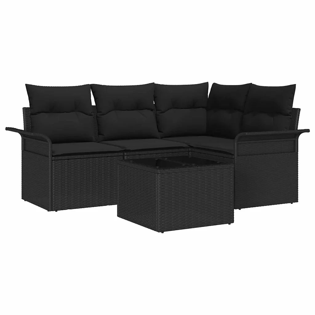 Set Divano da Giardino con cuscino 5 pcs Nero polyrattan 3345353