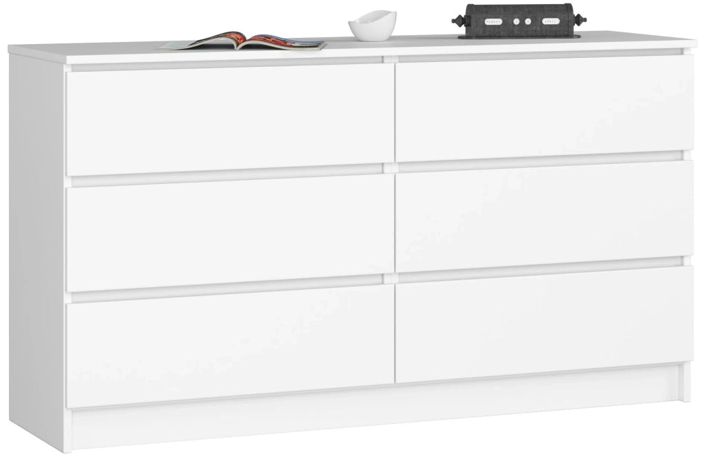 Cassettiera AKORD K140 Bianca 138 cm 6 cassetti 138x40x77 cm