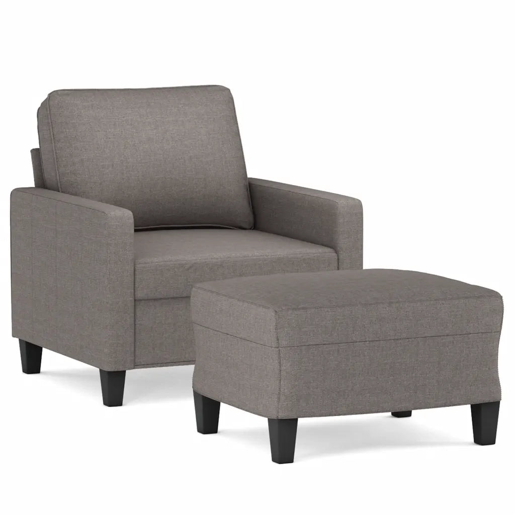 Poltrona | Sedia Relax con Poggiapiedi Tortora 60 cm in Tessuto
