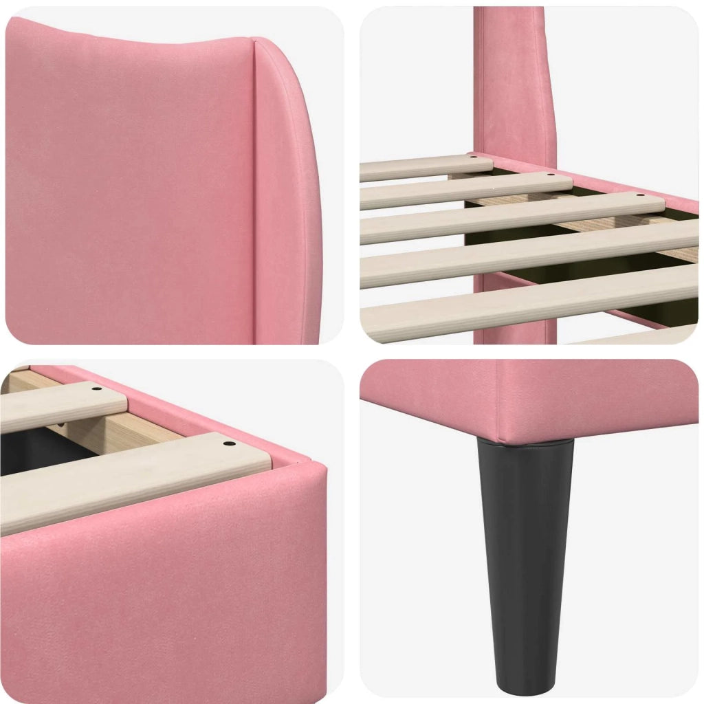Struttura del letto con testiera Rosa 100 x 200 cm Velluto 42027902