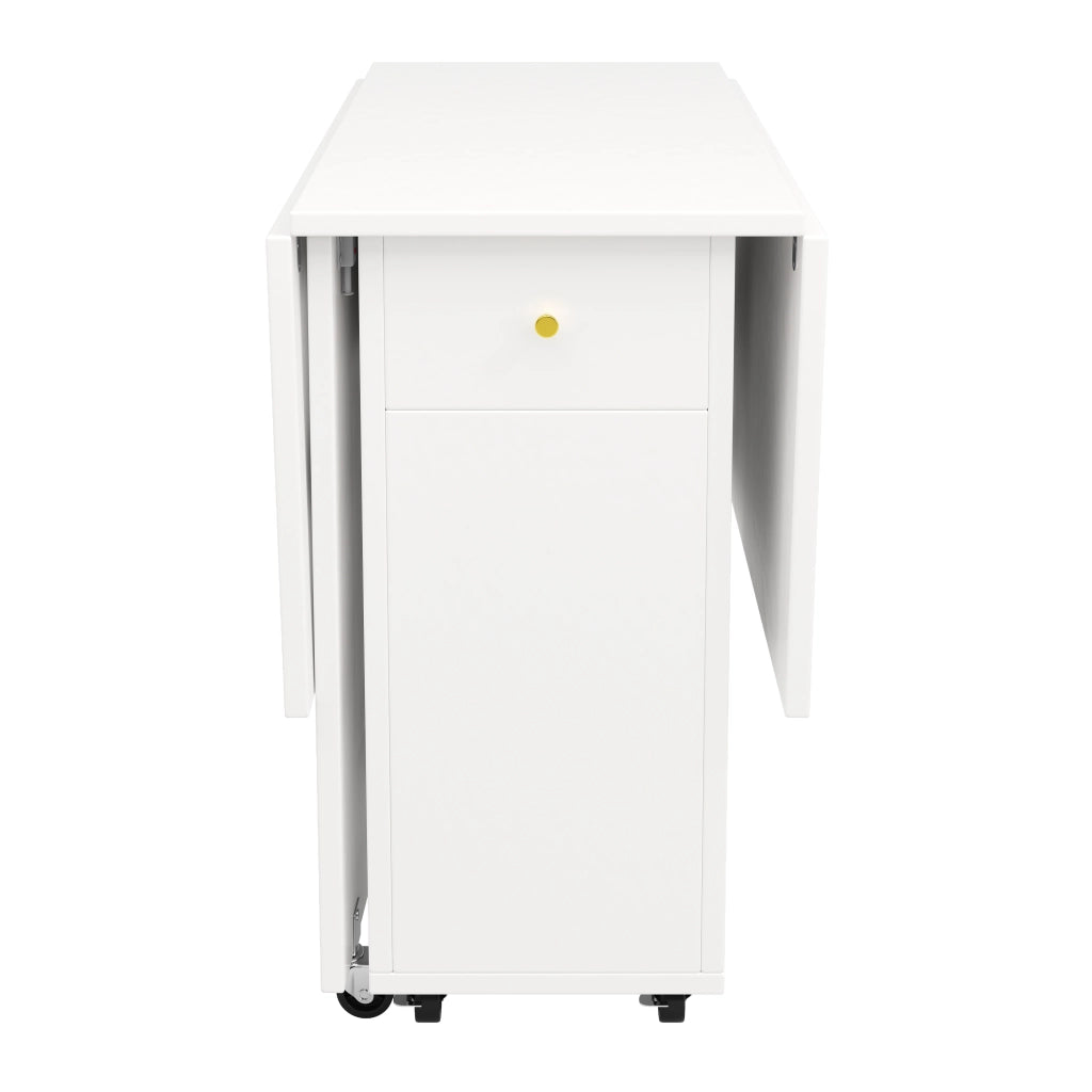 Set cucina con tavolo da pranzo pieghevole e mobile alto in MDF bianco per 2-4 persone con piano di lavoro