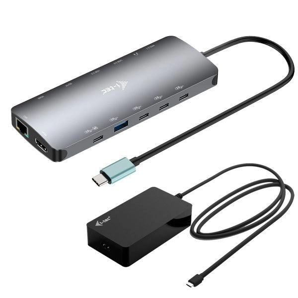 I-tec metal usb-c nano 3x display dock, 2x hdmi 1x usb-c video with power delivery 140w + universal charger 140 w - C31NANOTRIPLED140