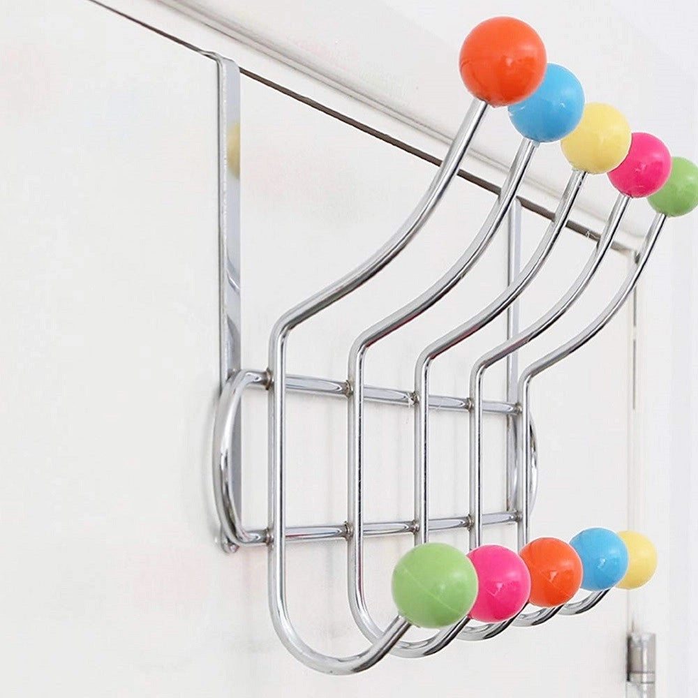Trade Shop - Appendiabiti Da Porta Con 10 Ganci E Pomelli Multicolore Gancio Dietro Porta -