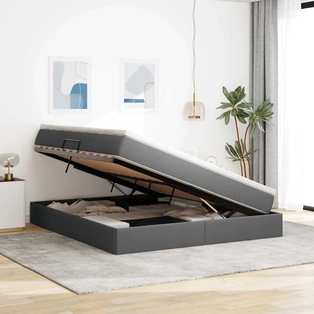Letto con contenitore e materasso Grigio scuro 160 x 200 cm 3370237