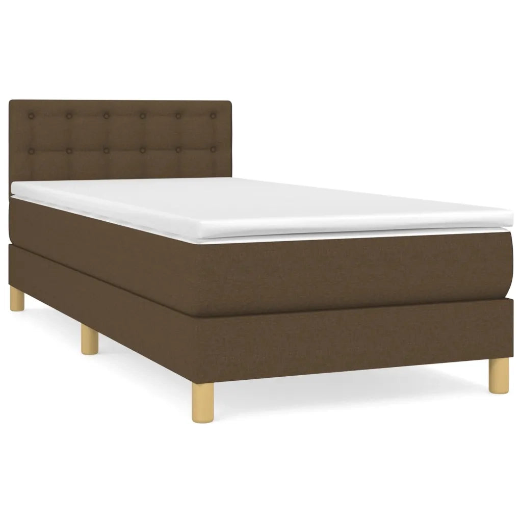 Giroletto a Molle con Materasso-Struttura Letto Marrone Scuro 90x200 cm Tessuto 714415