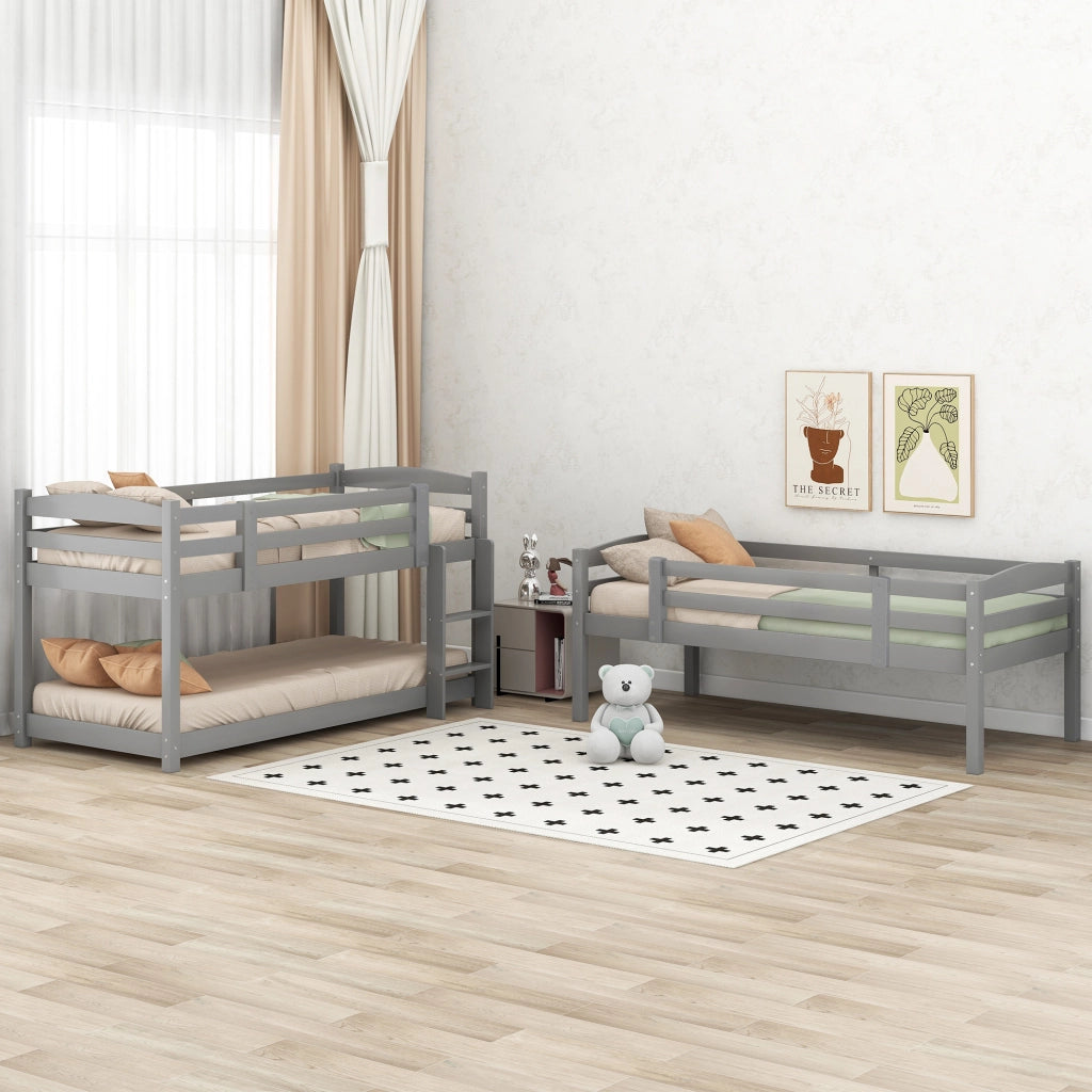 letto a castello in pino grigio 90 x 200 cm