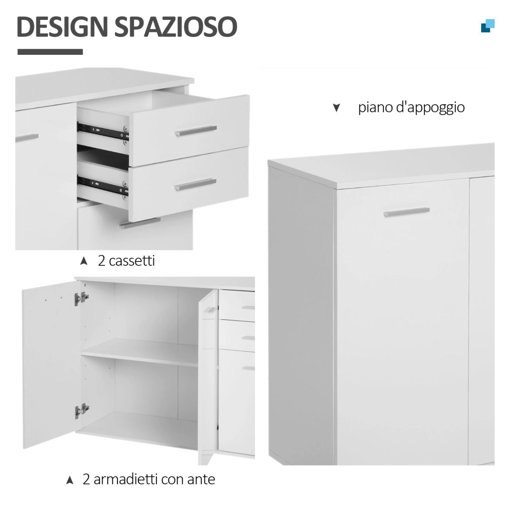 Credenza con Cassetti ¨C Xylo ¨C Bianco Legno 106x35x76 cm